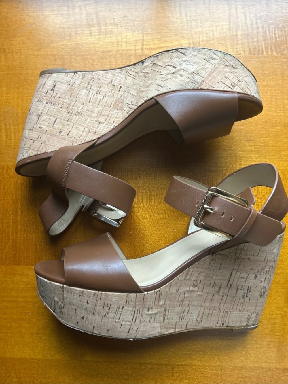 Michael Kors Brown & Tan Leather Wedges